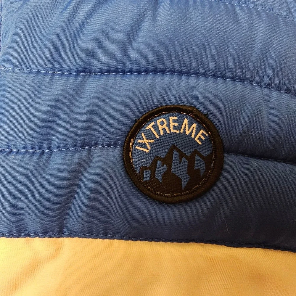iXtreme Boys Puffer Jacket Blue White Gray Winter Hooded Size 4 Good‎ GUC